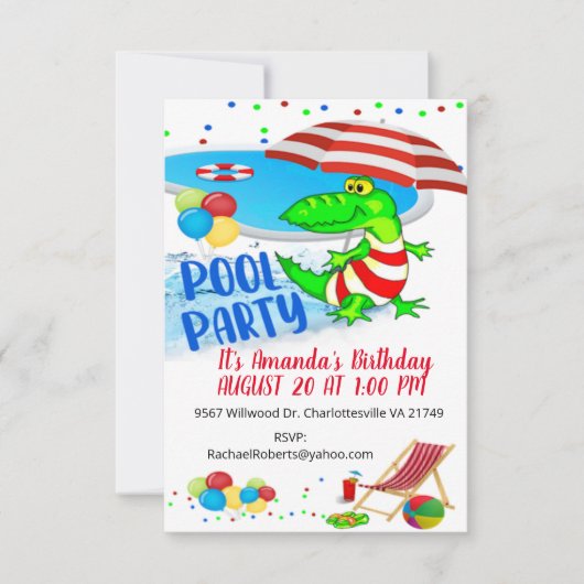 Einladung von Alligator Birthday (Vorderseite)