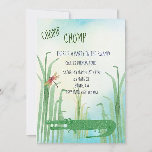 Einladung von Alligator Birthday (Vorderseite)