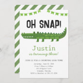 Einladung von Alligator Crocodile Geburtstagsparty (Vorne/Hinten)
