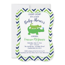Einladung von Alligator Green Blue Boy Baby Shower
