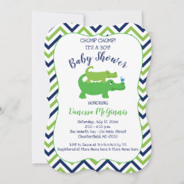 Einladung von Alligator Green Blue Boy Baby Shower