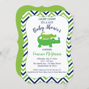 Einladung von Alligator Green Blue Boy Baby Shower