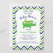 Einladung von Alligator Green Blue Boy Baby Shower (Vorderseite)