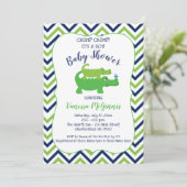 Einladung von Alligator Green Blue Boy Baby Shower (Stehend Vorderseite)