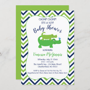 Einladung von Alligator Green Blue Boy Baby Shower