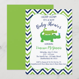 Einladung von Alligator Green Blue Boy Baby Shower