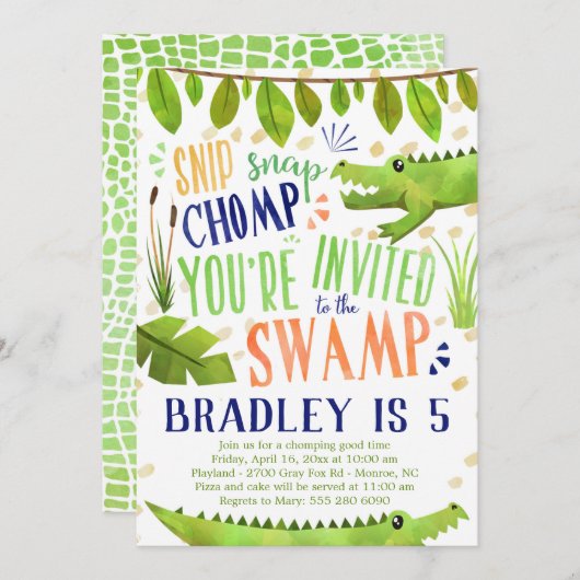 Einladung von Alligatoren oder Krokodilen zum Gebu (Vorne/Hinten)