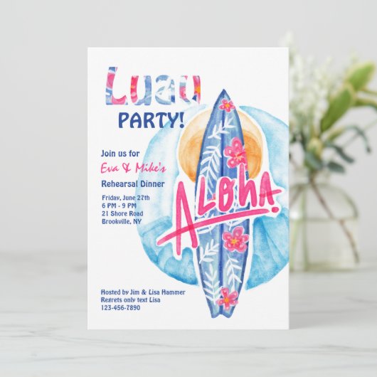 Einladung von Aloha Surfboard (Stehend Vorderseite)