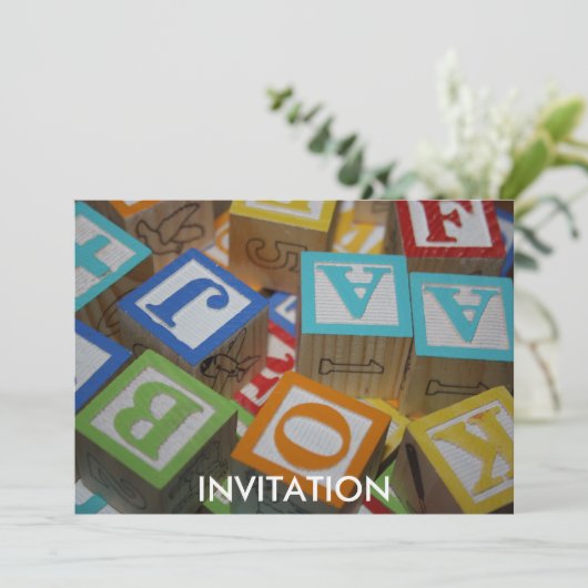 Einladung von Alphabet Blocks (Stehend Vorderseite)