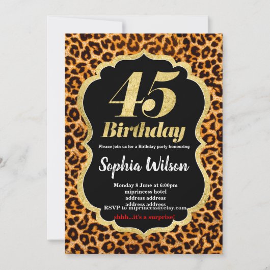 Einladung von Animal Print Leopard (Vorderseite)