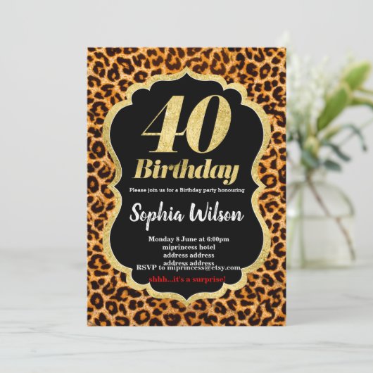 Einladung von Animal Print Leopard (Stehend Vorderseite)