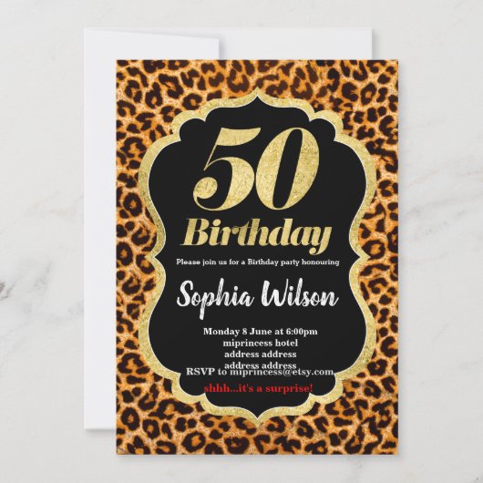 Einladung von Animal Print Leopard (Vorderseite)