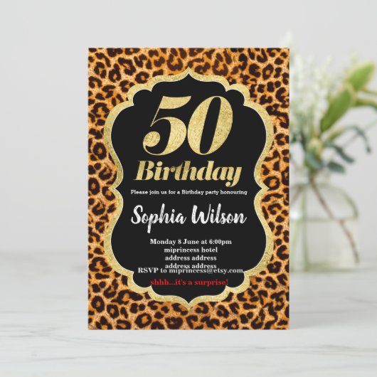 Einladung von Animal Print Leopard (Stehend Vorderseite)