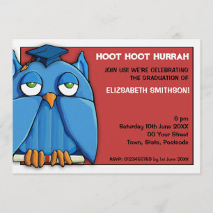 Einladung von Aqua Owl Grad Red Graduation Party 6