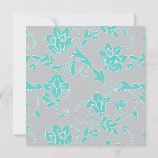 Einladung von Aqua und Gray Floral Square (Rückseite)
