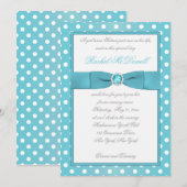 Einladung von Aqua und White Polka Dot 16 . Geburt (Vorne/Hinten)