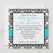 Einladung von Aqua, White und Black Damask Square