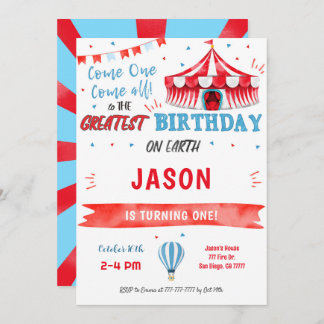 Einladung von Aquarell Rot & Blau