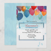 Einladung von Aquarellballons (Vorne/Hinten)