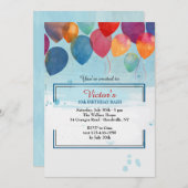 Einladung von Aquarellballons (Vorne/Hinten)