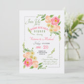 Einladung von Aquarellblumen (Stehend Vorderseite)