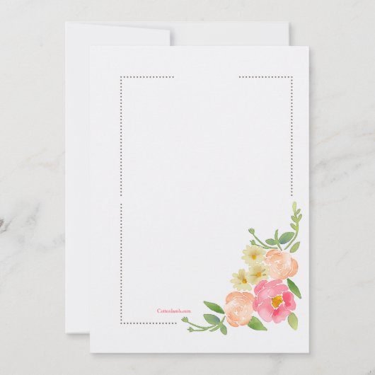 Einladung von Aquarellblumen (Rückseite)