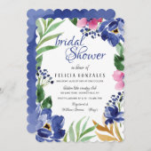 Einladung von Aquarellblüten (Vorne/Hinten)