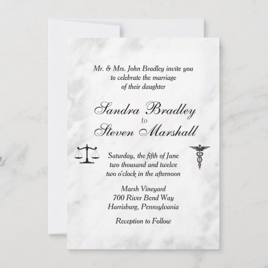 Einladung von Ärzten und Anwälten zur Hochzeit (Rückseite)