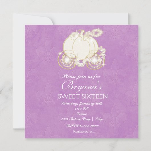 Einladung von Aschenputtel zur Lila Fürstin (Vorderseite)