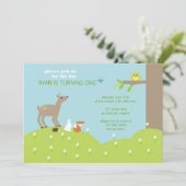 Einladung von Baby Animal Woodland (Stehend Vorderseite)