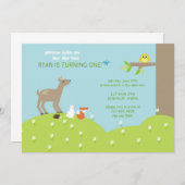 Einladung von Baby Animal Woodland (Vorne/Hinten)