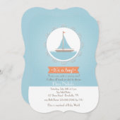 Einladung von Baby Boy Sailboat (Vorne/Hinten)