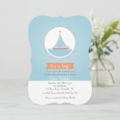 Einladung von Baby Boy Sailboat (Stehend Vorderseite)