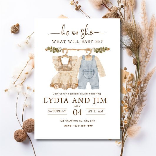 Einladung von Baby Clothes Gender, Boho Baby