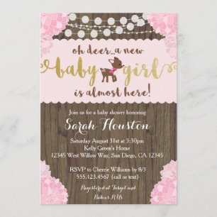 Einladung von Baby Deer Doe Rustic Girl Shower
