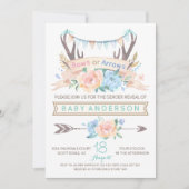 Einladung von Baby-Dusche für das Antler-Geschlech (Vorderseite)