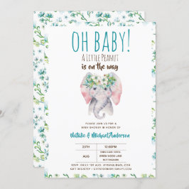 Einladung von Baby Elephant Dusche, Boho Floral
