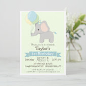 Einladung von Baby Elephant Kid zum Geburtstag (Stehend Vorderseite)