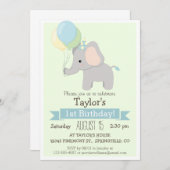 Einladung von Baby Elephant Kid zum Geburtstag (Vorne/Hinten)