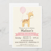 Einladung von Baby Giraffe Girl zum Geburtstag (Vorne/Hinten)