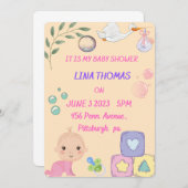 Einladung von Baby Girl Duwer (Vorne/Hinten)