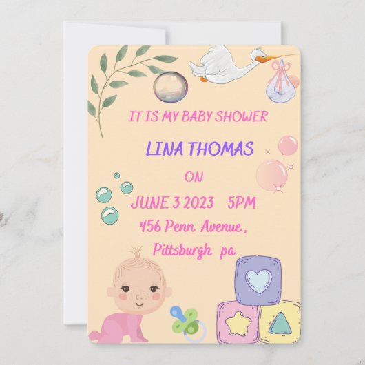 Einladung von Baby Girl Duwer (Vorderseite)