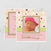 Einladung von Baby Girl Foto Punkt (Vorne/Hinten)