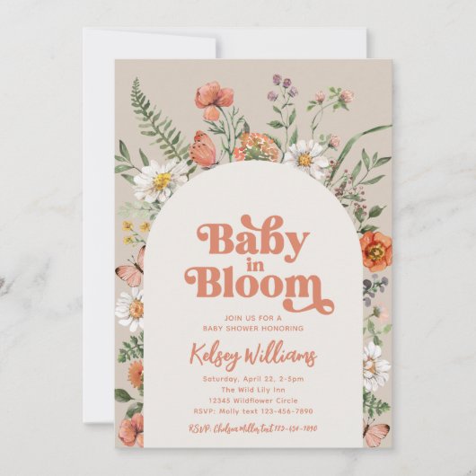 Einladung von Baby in Bloom Baby Dusche | Wild Bab (Vorderseite)