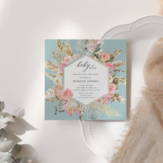 Einladung von Baby in Bloom Bohemisch Baby Dusche