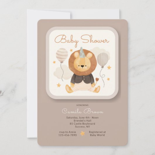Einladung von Baby Lion Dusche (Vorderseite)