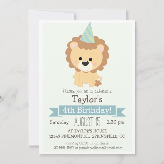 Einladung von Baby Lion Kid zum Geburtstag (Vorderseite)