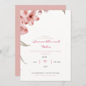 Einladung von Baby Pink und Green Floral (Vorne/Hinten)