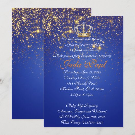 Einladung von Baby Prince (Vorne/Hinten)