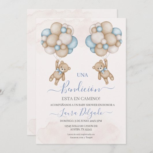 Einladung von Baby Shower Boy (Vorne/Hinten)